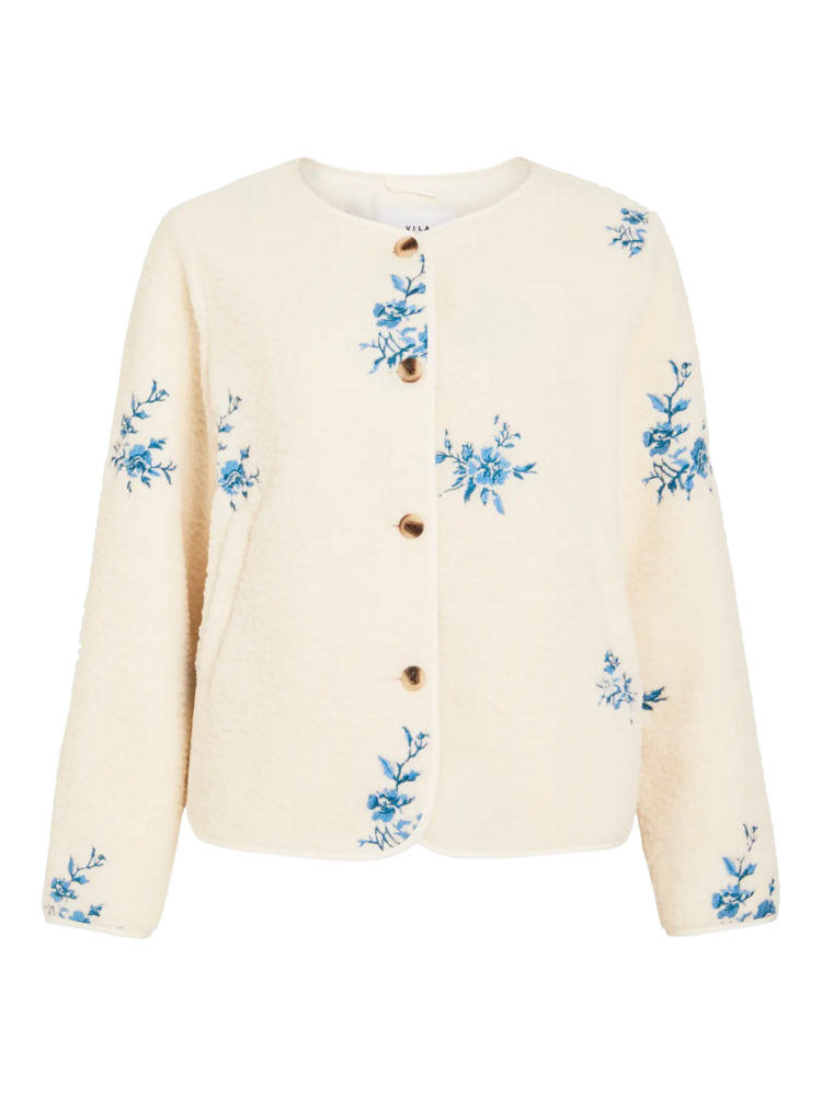 Vila Clothes viada embroidered teddy jacket