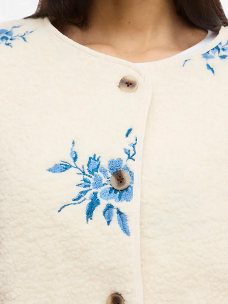 Vila Clothes viada embroidered teddy jacket