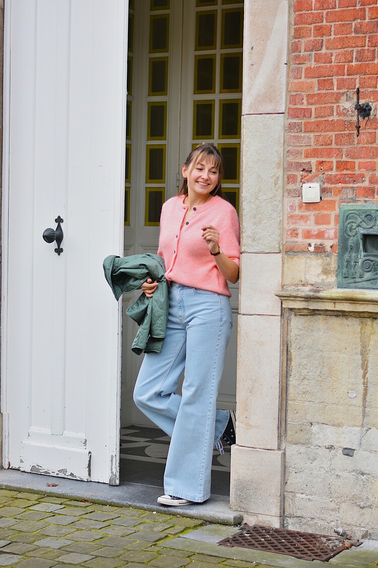 Moss Copenhagen jinie 1/2 sleeve cardigan - peach