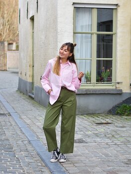 Vila Clothes visimone fold cigarette pants - khaki