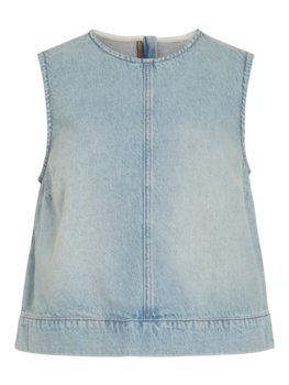 Vila Clothes vipal cropped denim top - light wash