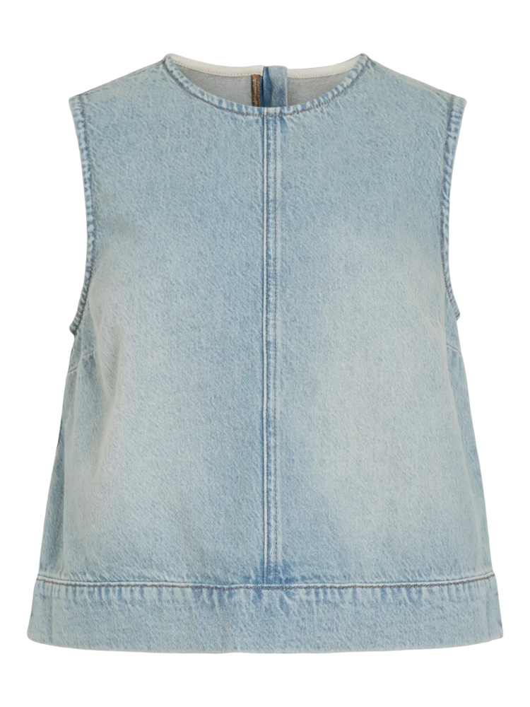 Vila Clothes vipal cropped denim top - light wash