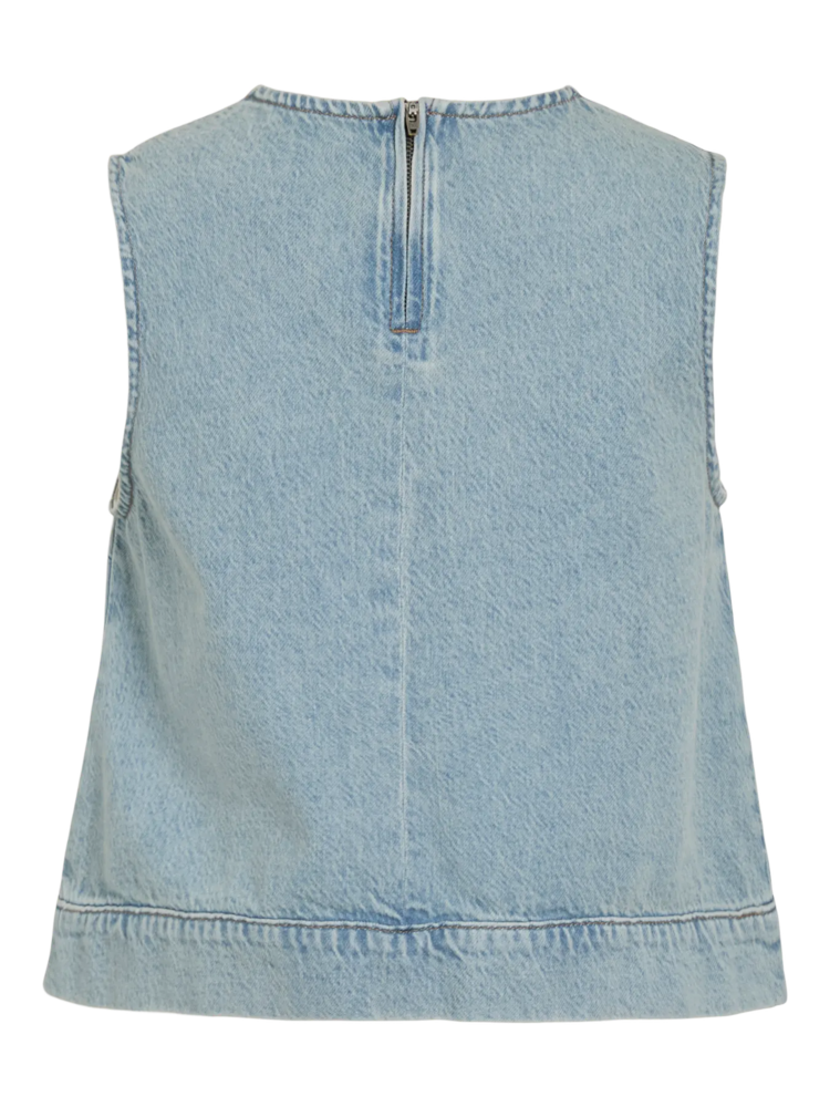 Vila Clothes vipal cropped denim top - light wash
