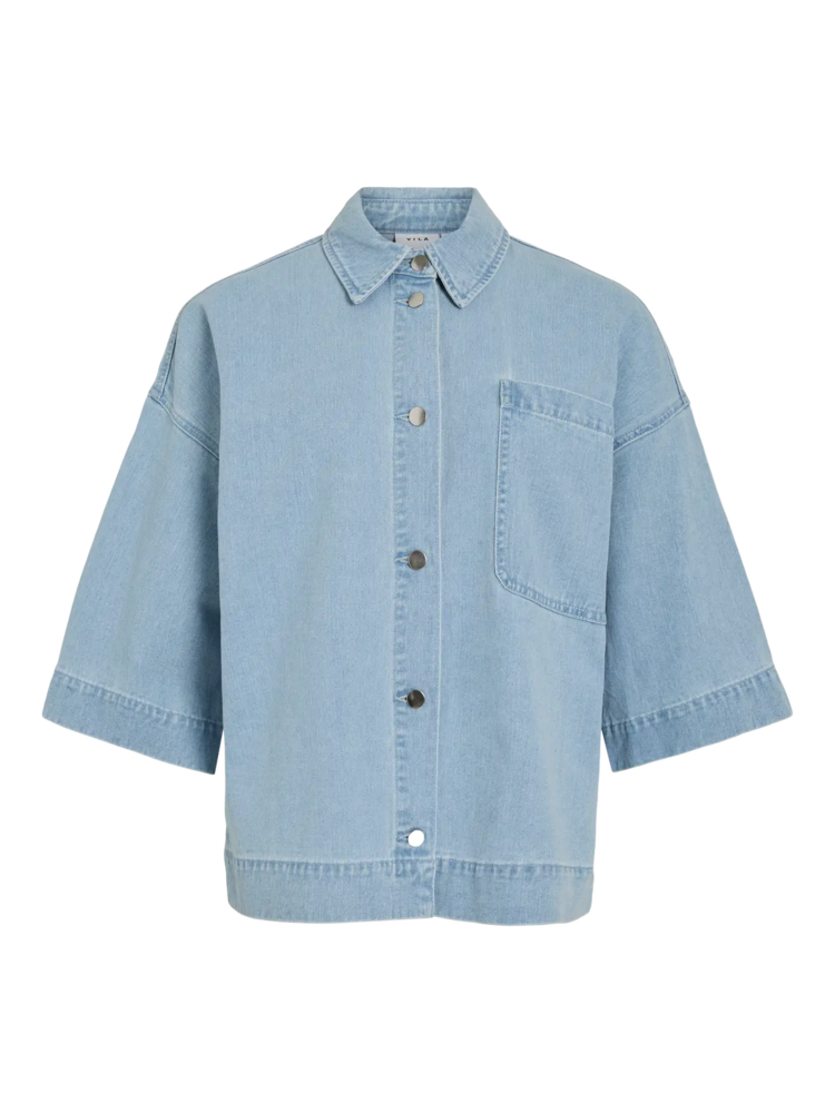 Vila Clothes vielma 3/4 sleeve jeans shirt - light wash