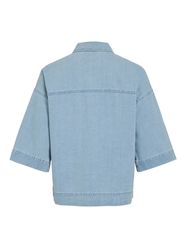 Vila Clothes vielma 3/4 sleeve jeans shirt - light wash