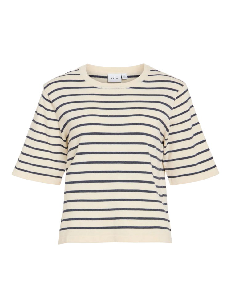 Vila Clothes vimalu stripe light top - navy/white