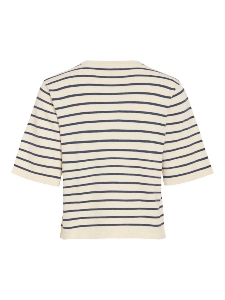 Vila Clothes vimalu stripe light top - navy/white
