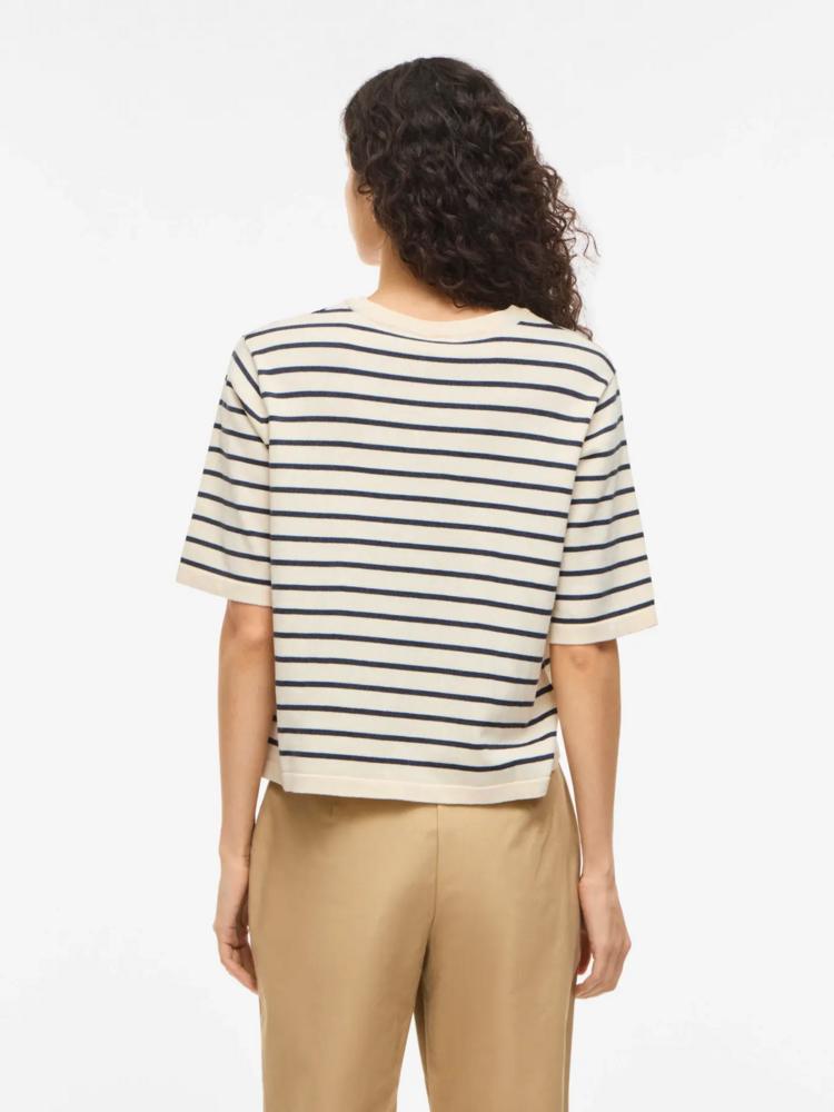 Vila Clothes vimalu stripe light top - navy/white