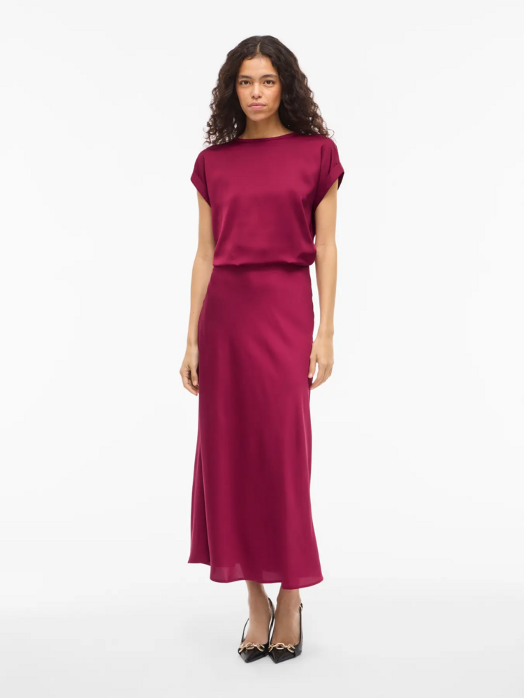 Vila Clothes viellette satin skirt - framboos