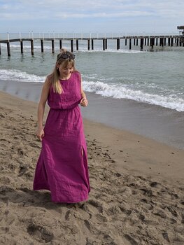 Sillie linnen long skirt - framboos