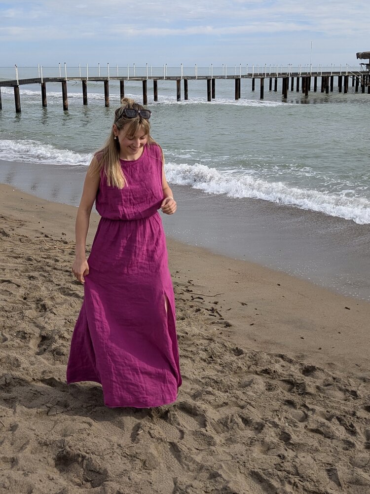 Sillie linnen long skirt - framboos