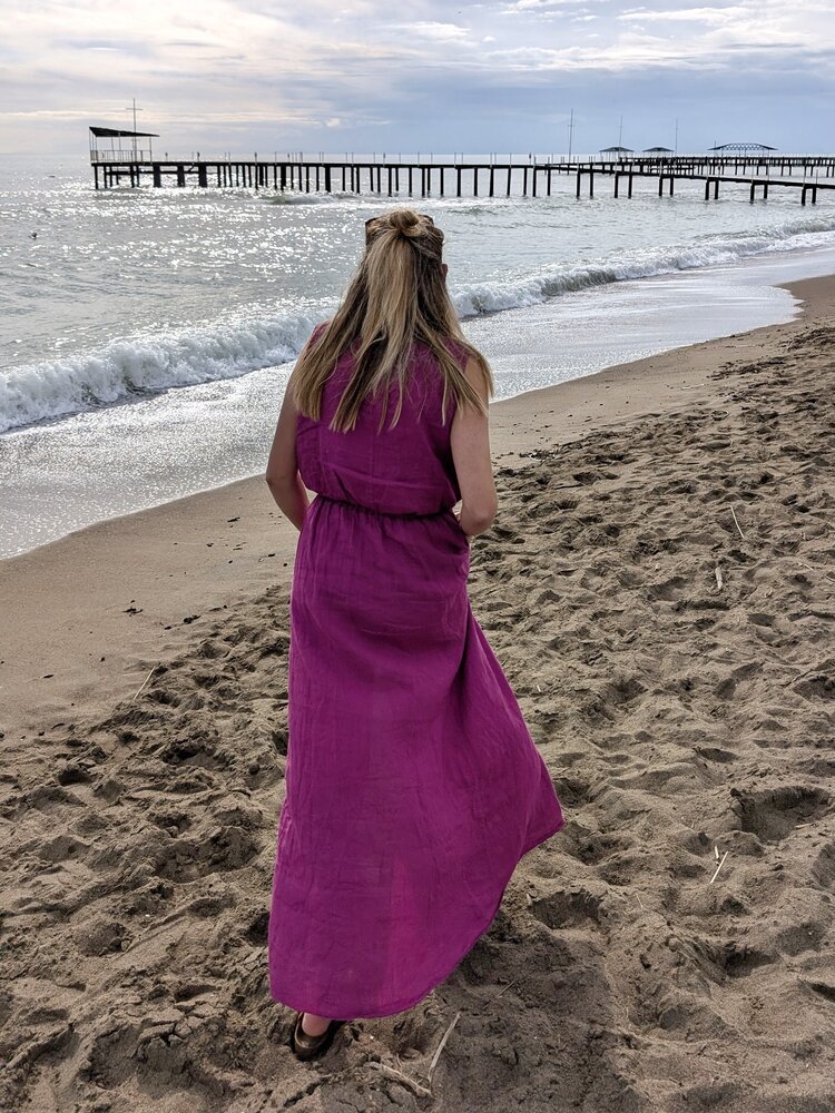 Sillie linnen long skirt - framboos