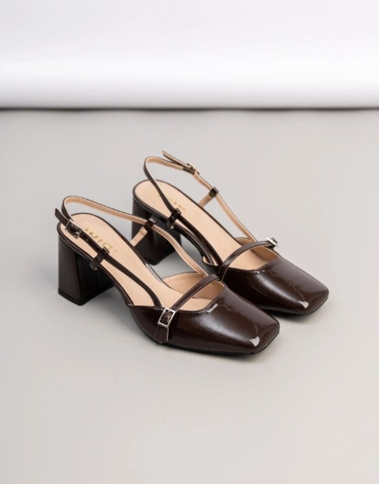 Sillie square toe pumps - brown