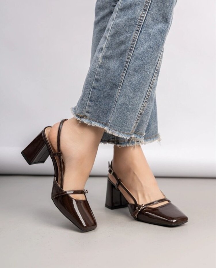 Sillie square toe pumps - brown