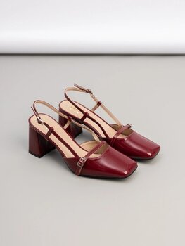 Sillie square toe pumps - burgundy