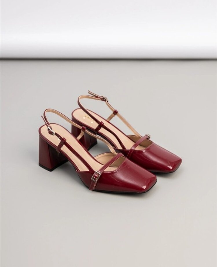 Sillie square toe pumps - burgundy