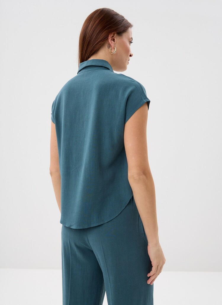 Grace & Mila perez cap sleeve blouse - petrol blue