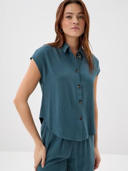 Grace & Mila perez cap sleeve blouse - petrol blue