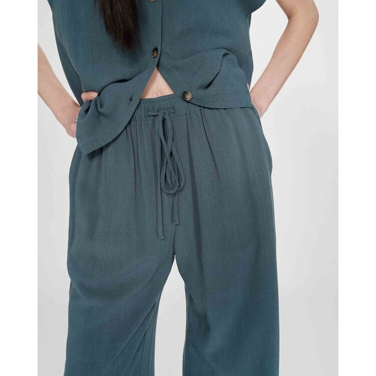 Grace & Mila Raven tie waist loose pants - petrol