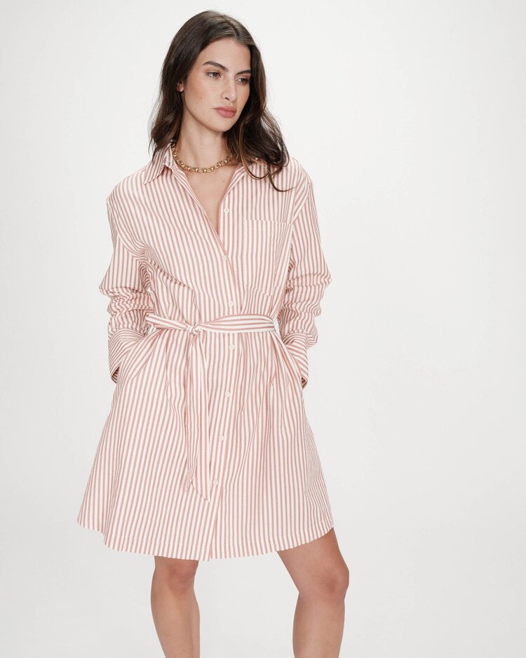 Grace & Mila visery stripe shirt dress - coral
