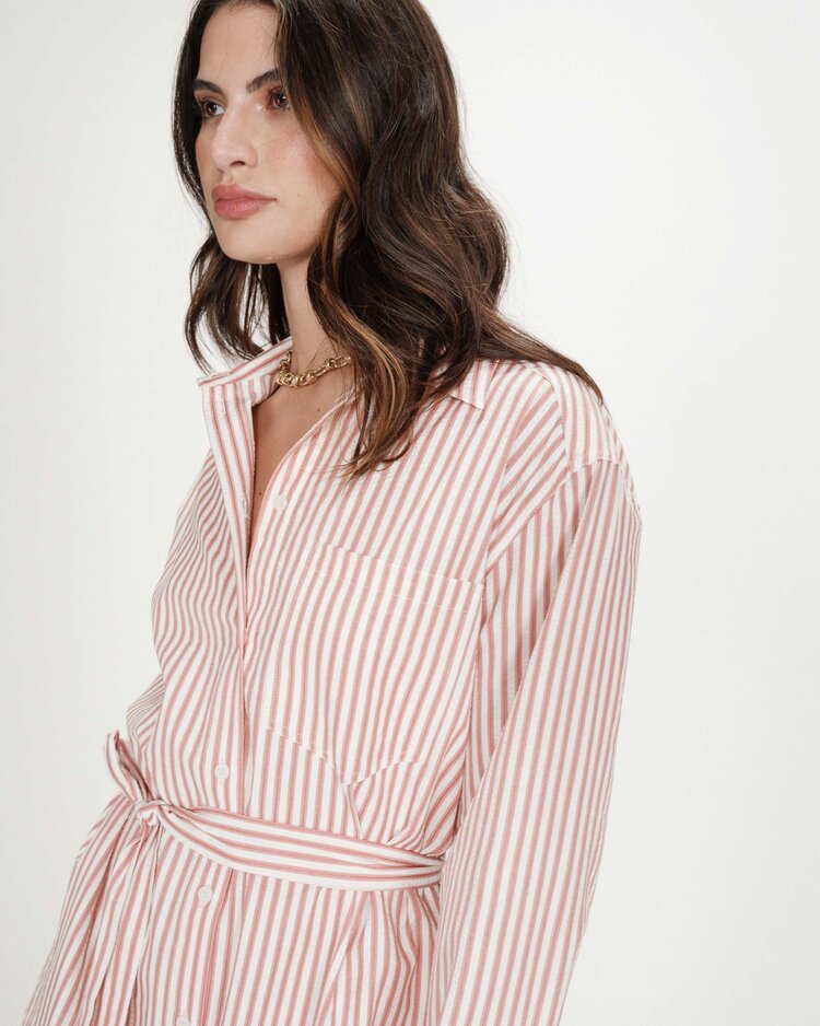 Grace & Mila visery stripe shirt dress - coral