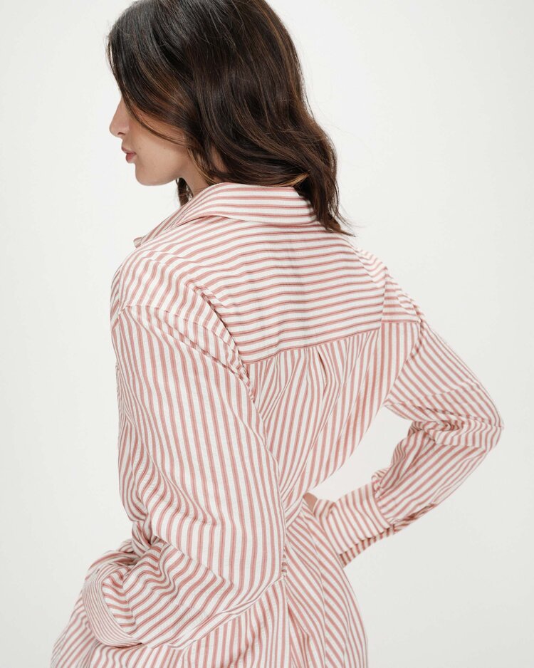 Grace & Mila visery stripe shirt dress - coral