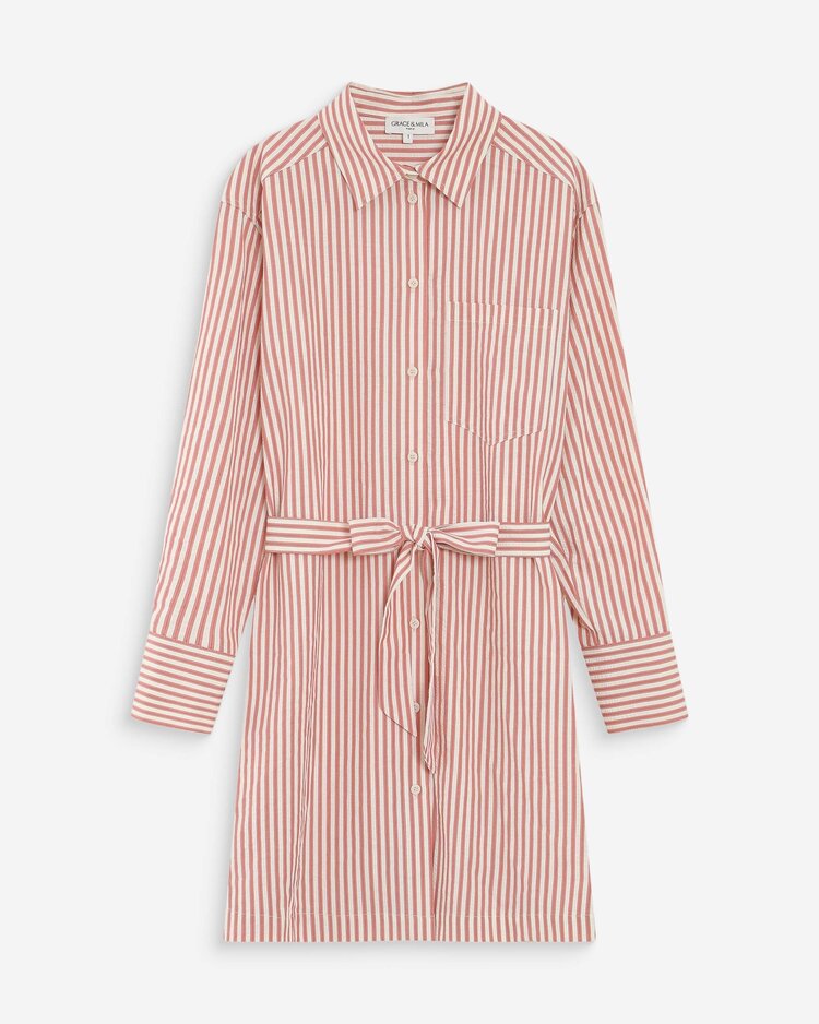 Grace & Mila visery stripe shirt dress - coral