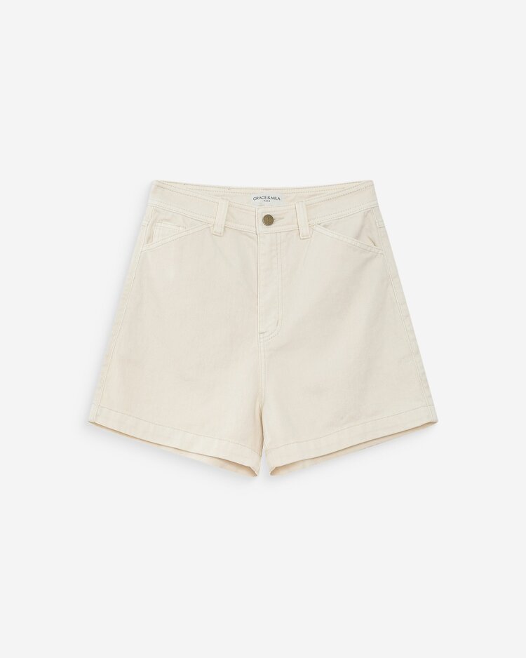 Grace & Mila verne denim jeans short - ecru