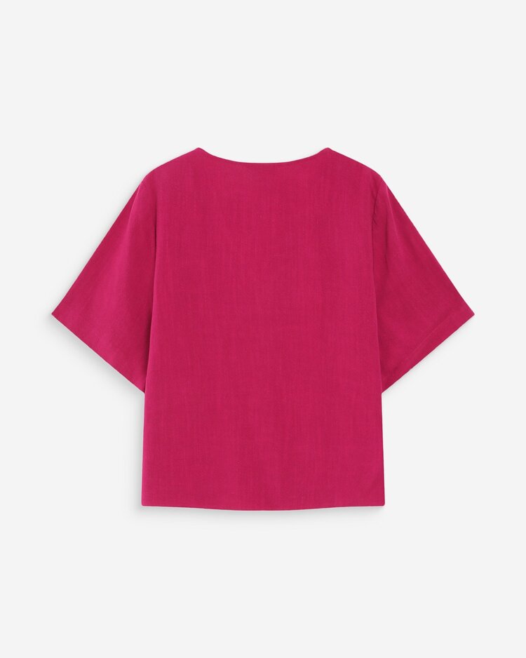 Grace & Mila violon 1/2 sleeve v-neck blouse - fushia
