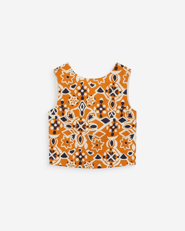 Grace & Mila venise print sleeveless top - oker/navy