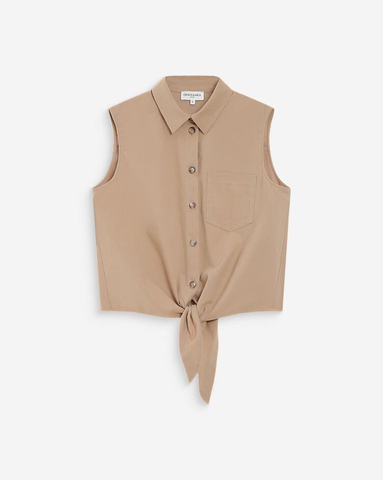 Grace & Mila vero sleeveless knot shirt - beige