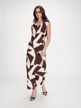 Grace & Mila velline print maxi dress - chocolat