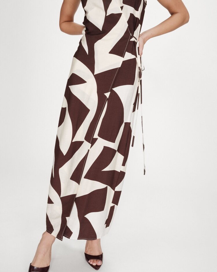 Grace & Mila velline print maxi dress - chocolat