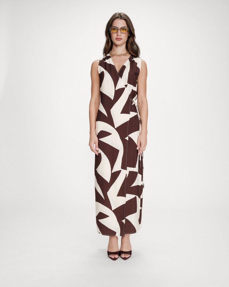 Grace & Mila velline print maxi dress - chocolat
