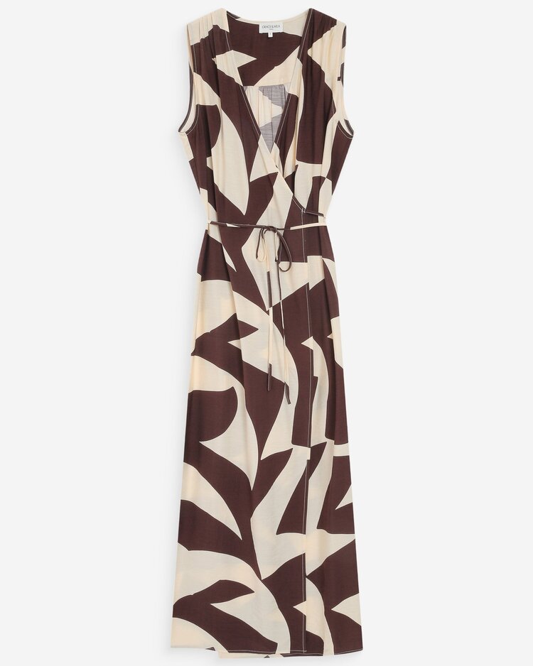 Grace & Mila velline print maxi dress - chocolat