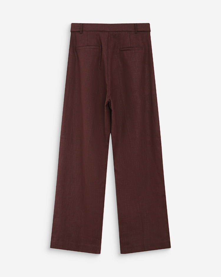 Grace & Mila Vanelis front pleads linnen pants - chocolat