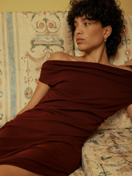 Grace & Mila vanity off shoulder bodycon dress - burgundy