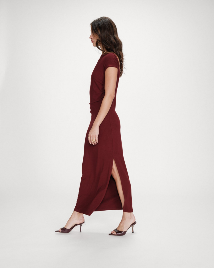 Grace & Mila vanity off shoulder bodycon dress - burgundy