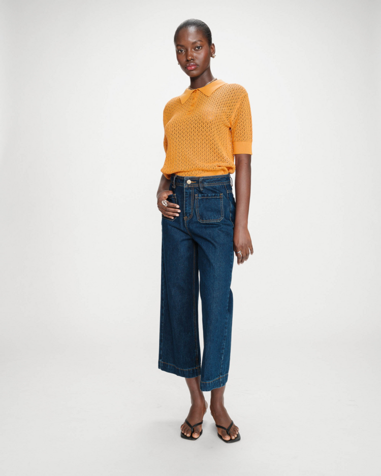 Grace & Mila joe front pocket 7/8 jeans - dark blue