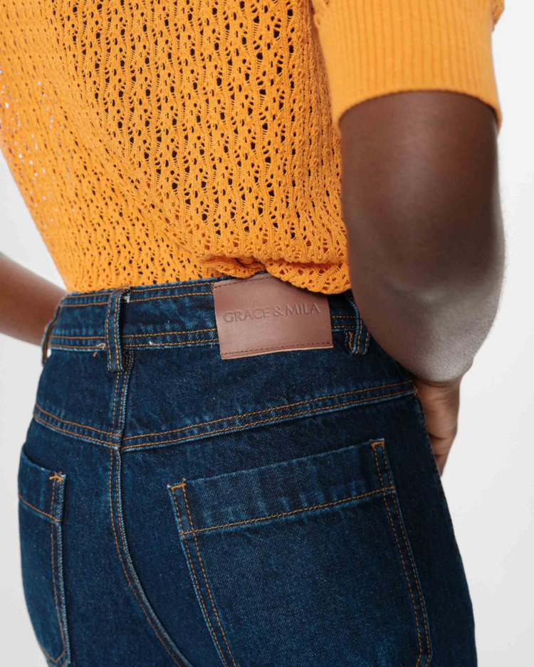 Grace & Mila joe front pocket 7/8 jeans - dark blue