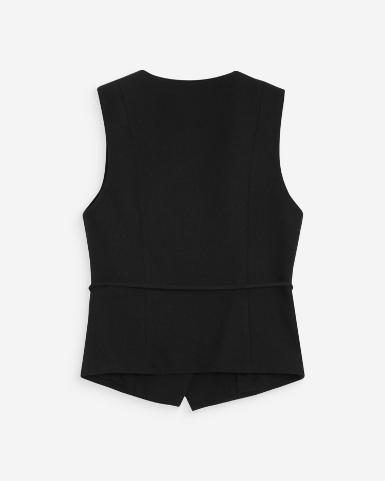 Grace & Mila vilmont sleeveless waist tie vest - noir