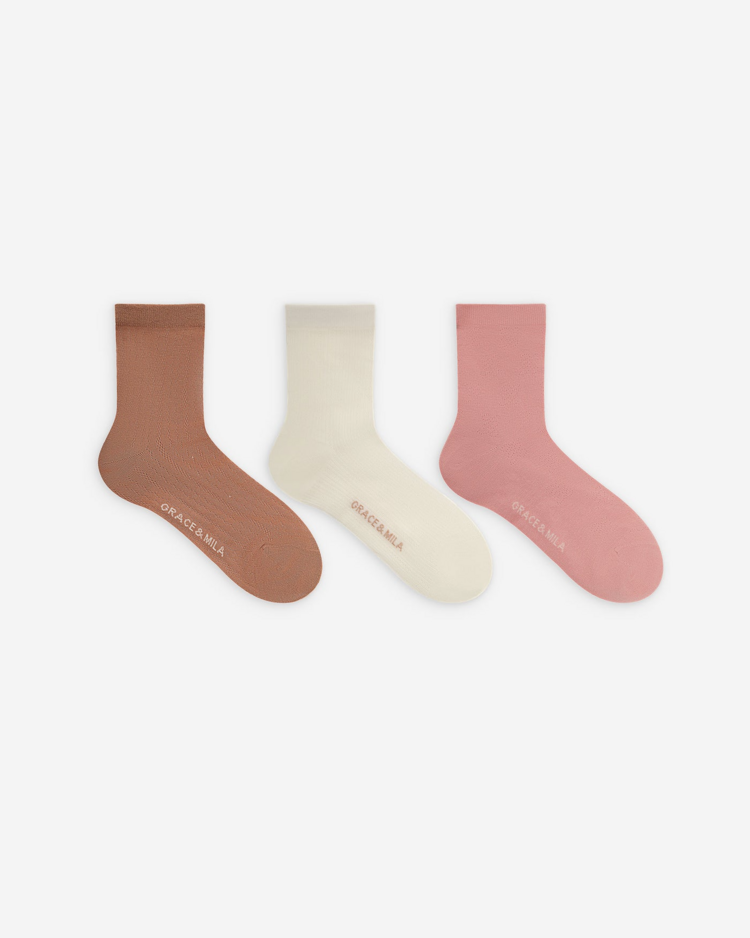 Grace & Mila vera boite chausettes - rose/marron/ecru