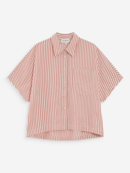 Grace & Mila vercia short sleeve stripe shirt - coral