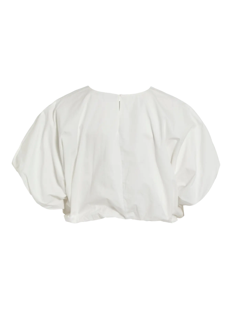Vila Clothes vibaluni crop puff top - white