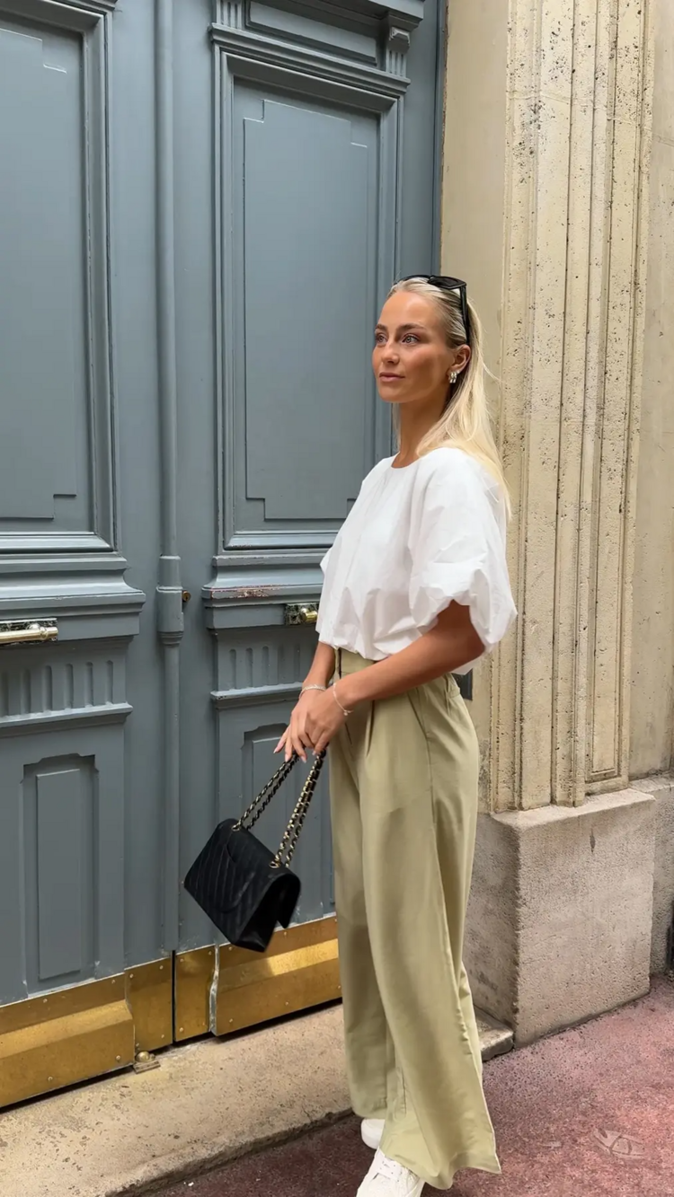 Vila Clothes vibaluni crop puff top - white