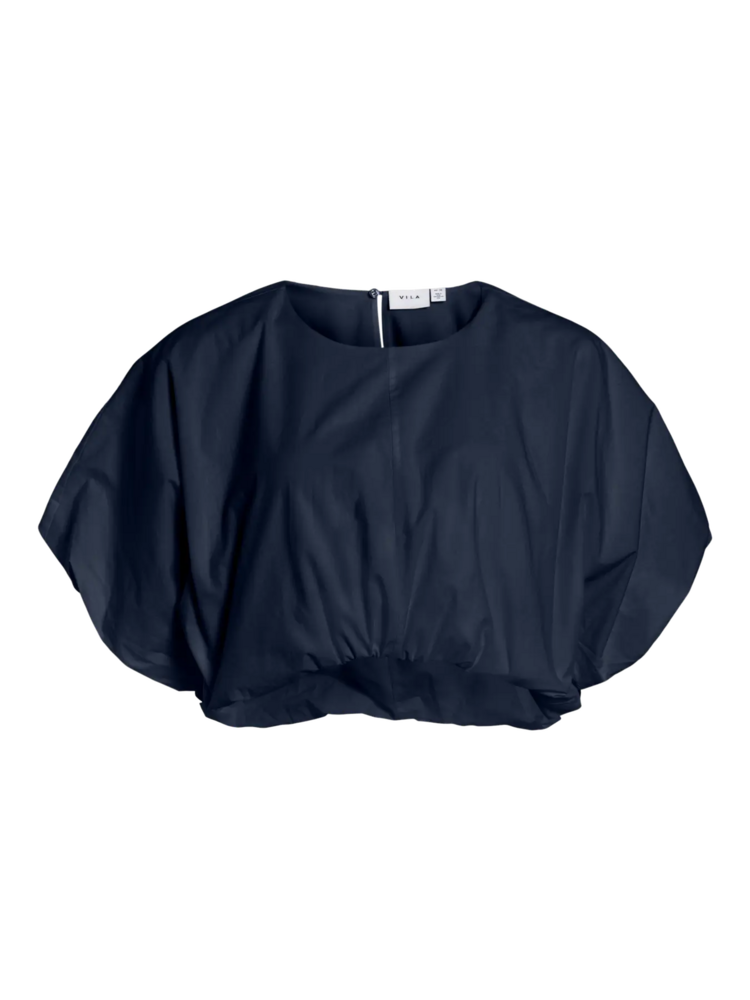 Vila Clothes vibaluni crop puff top - navy