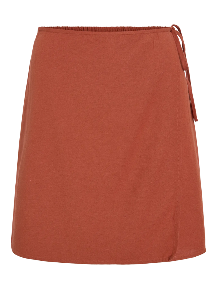 Vila Clothes viprisilla short tie skirt - terracotta