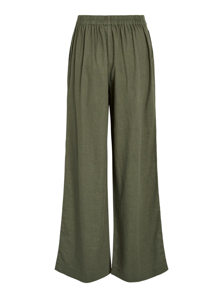 Vila Clothes vijolanda linnen blend pants - olive