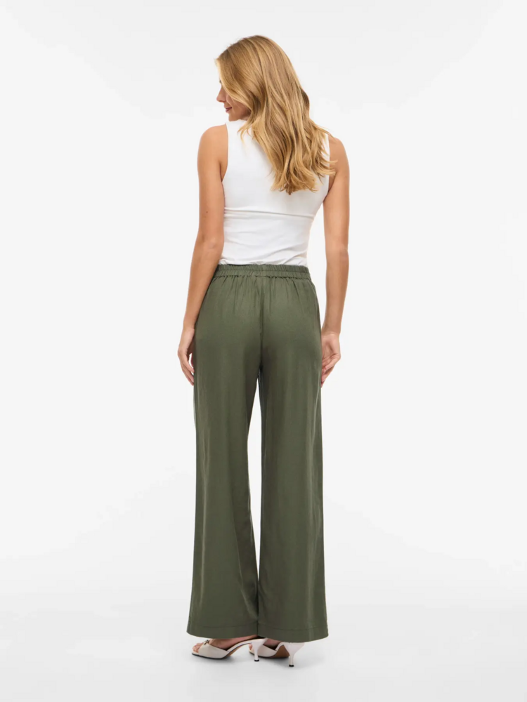Vila Clothes vijolanda linnen blend pants - olive