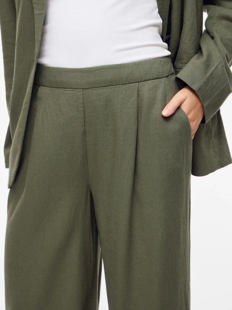 Vila Clothes vijolanda linnen blend pants - olive
